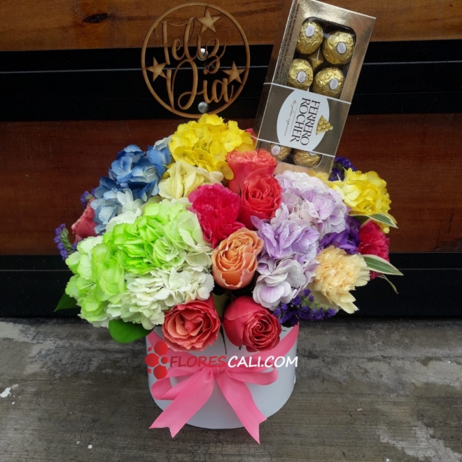 Cilindro de hortensias