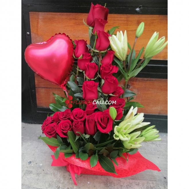 Arreglo rosas y lirios en cali