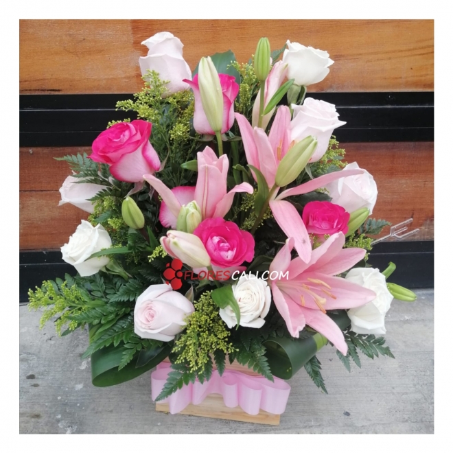 Arreglo rosado para ella en cali