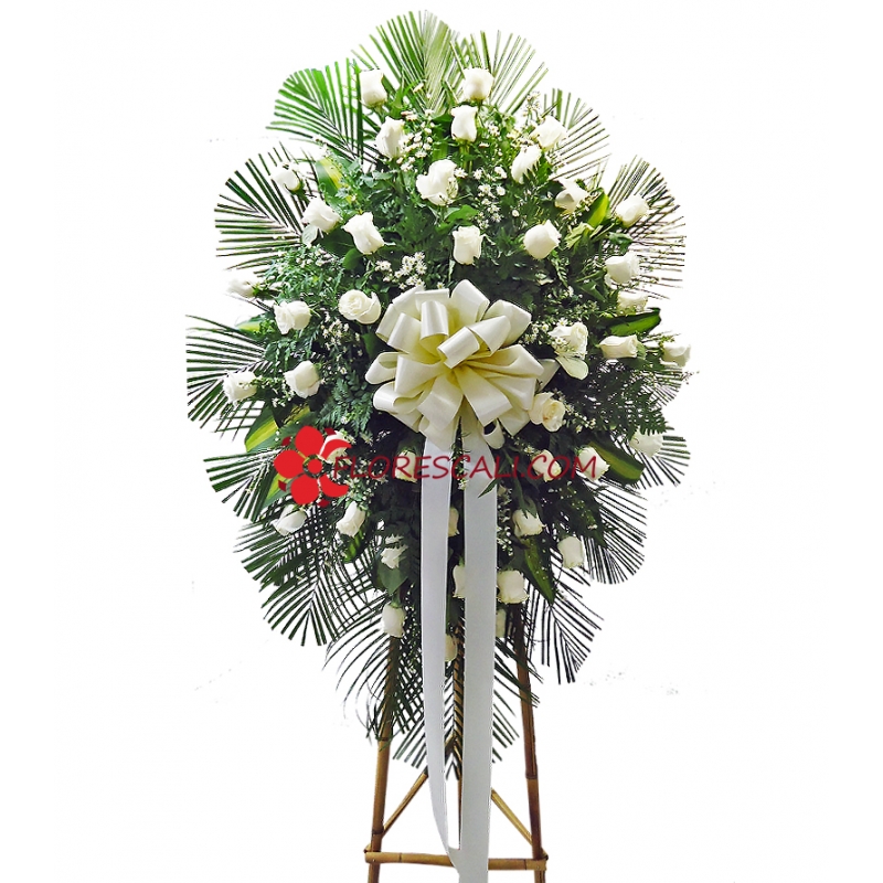 Corona Funebre en Tripode Paz flores cali